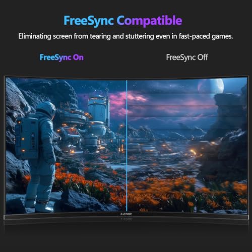 Z-Edge 27 inch Curved Gaming Monitor, QHD 1440P 165Hz 144Hz Curved 1500R Computer Monitor, MPRT 1ms Monitor Gaming, 16.7M Colors, UG27Q Frameless Bezel, 2X DP 1.4 Ports and 2X HDMI 2.0 Ports by Z Z-EDGE - Image 9