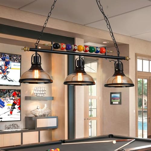 Vintage Hängeleuchte Retro Billard Industrieller E27 Höhenverstellbar Pendelleuchte Metall Schmiedeeisen Pendellampe Billardtisch Bar Café Esstisch Hängelampe Glaslampenschirm Kronleuchter Schwarz Vintage Hängeleuchte Retro Billard Industrieller E27 Höhenverstellbar Pendelleuchte Metall Schmiedeeisen Pendellampe Billardtisch Bar Café Esstisch Hängelampe Glaslampenschirm Kronleuchter Schwarz