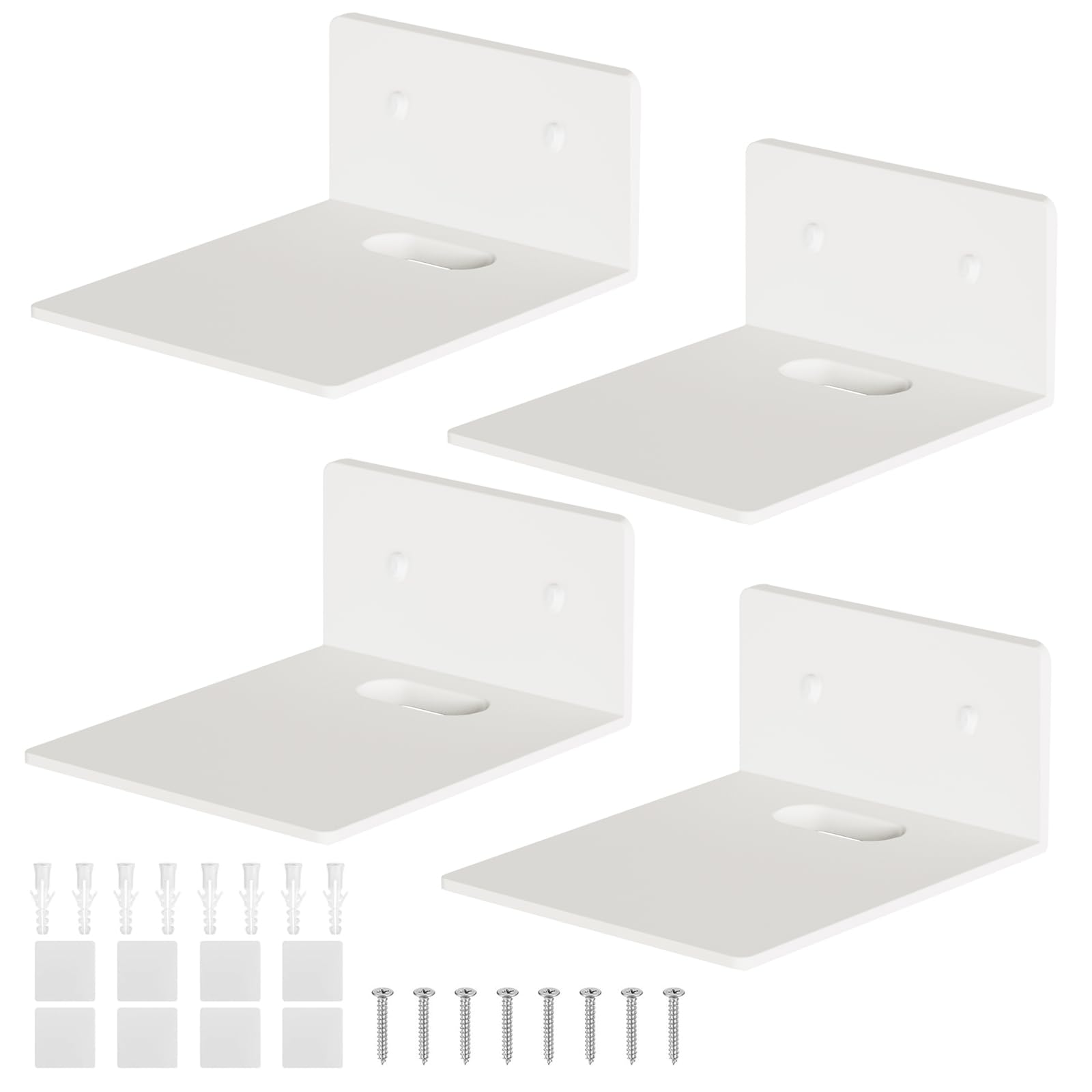 Woobroo 4PCS Small Floating Shelf for Wall, Metal Floating Shelves for Living Room, Bedroom, Bathroom, Office