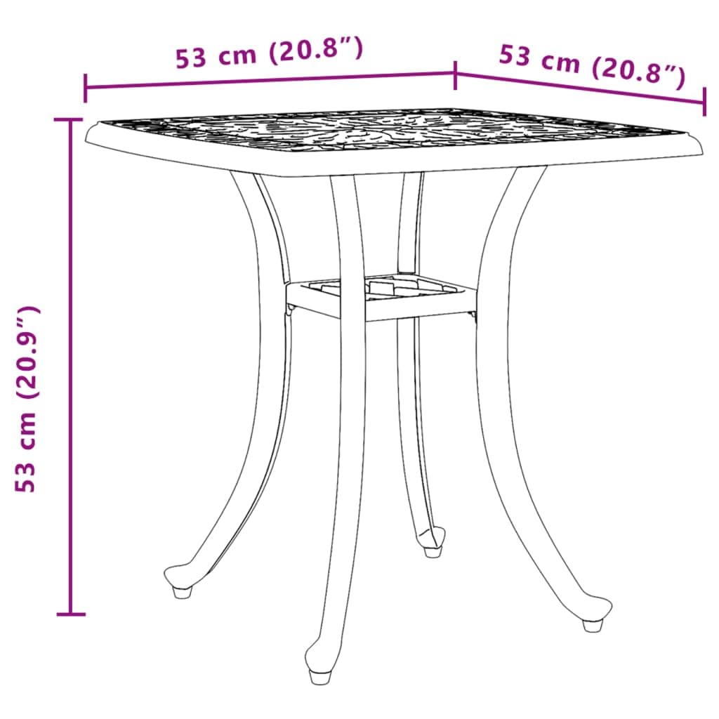 Mesa de Jardín Aluminio Fundido Bronce 53x53x53 cm, vidaXL