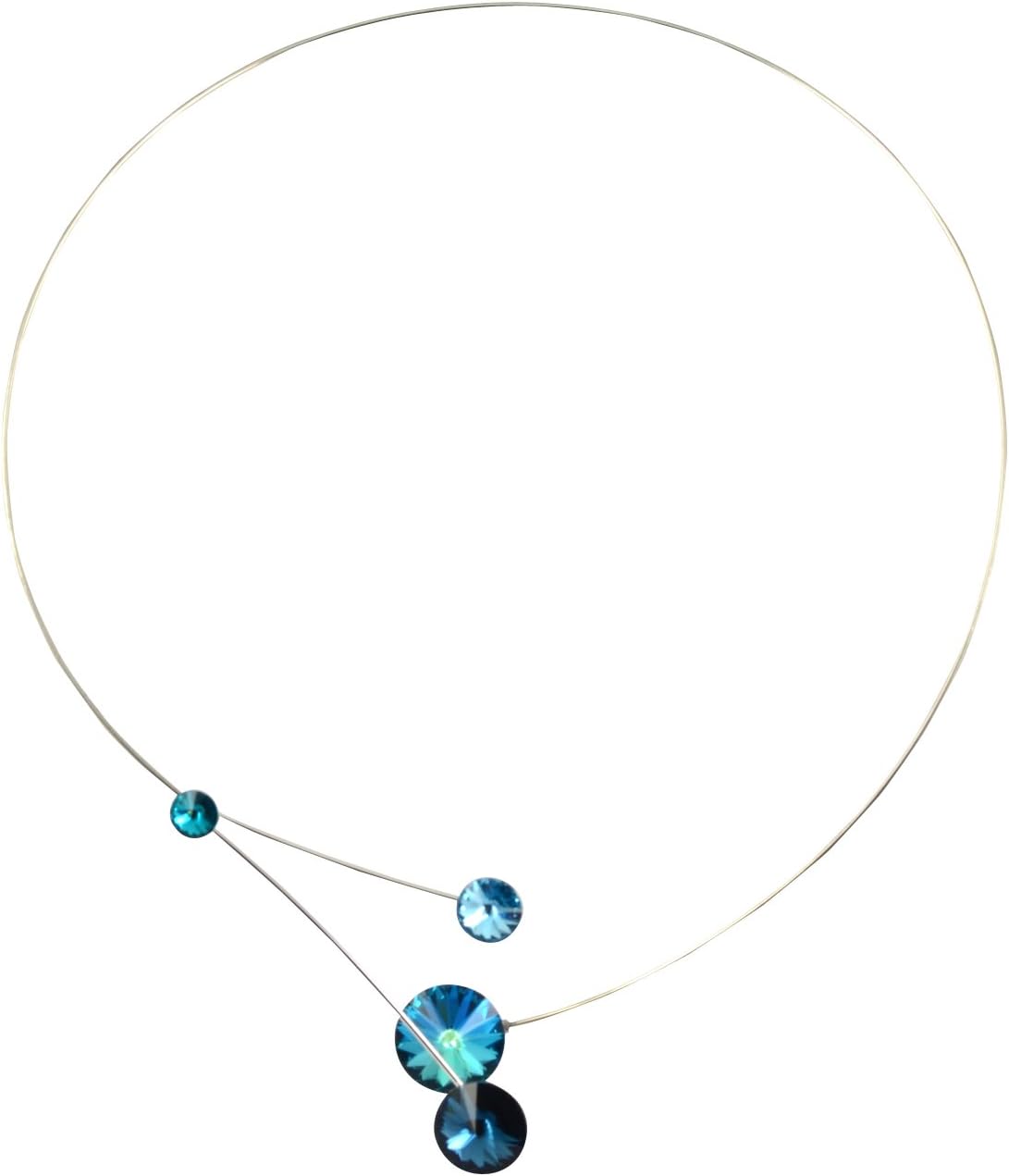 Kristina Collection Open Loop Branches Choker Necklace, Czech Glass on Memory Wire