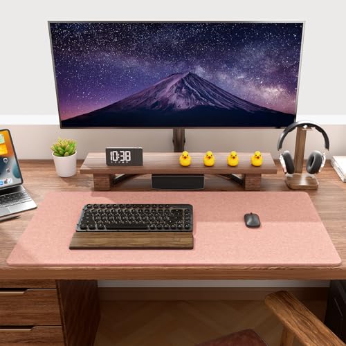 Image of Auhoahsil Felt Desk Mat, Minimalist Large Mouse Pad XXL 35.5 x 15.7 in, Desk Matt for Desktop, Keyboard, Laptop, Computer, Office, Work from Home, Gaming, Light Pink