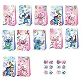 12 stück Party Geschenktaschen mit Henkel,Geschenktüten Kindergeburtstag,Papiertüten mit Henkel(c