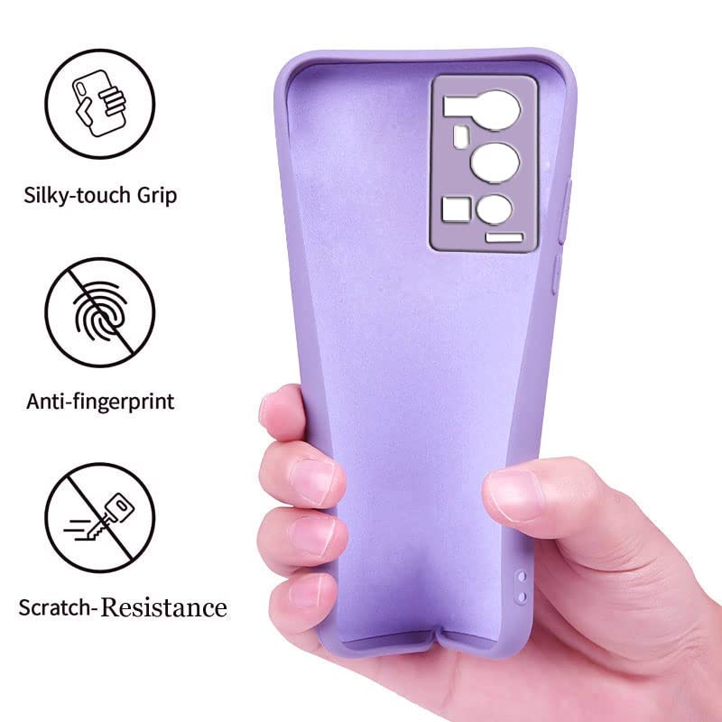 Image of A rtistque Liquid TPU Silicone Matte Shockproof Flexible with Camera Protection Soft Back Cover Case for Vivo X60 Pro Plus - Purple