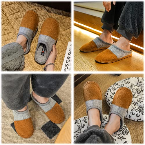 Image of LE KAPMOZ Men's Boiled Wool House Slippers Breathable Winter Warm Slip on Mules Indoor /Outdoor Slipper for Women Two Tone Cap Toe Clog