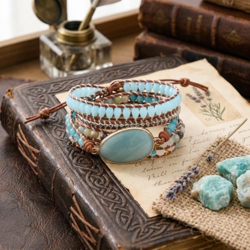 Image of YGLINE Boho Handmade Wrap Leather Tube Crystal Stone Bracelet for Women
