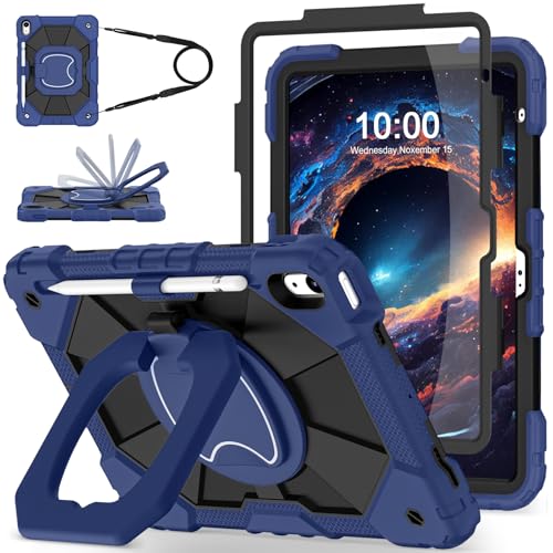 Image of WESOROL Case for iPad (A16) 11th Generation 11 Inch (2025),iPad 10th Generation 10.9 Inch (2022),Full-Body Drop Protection i Pad Case 10th Gen with Rotating Stand Screen Protector,Navy