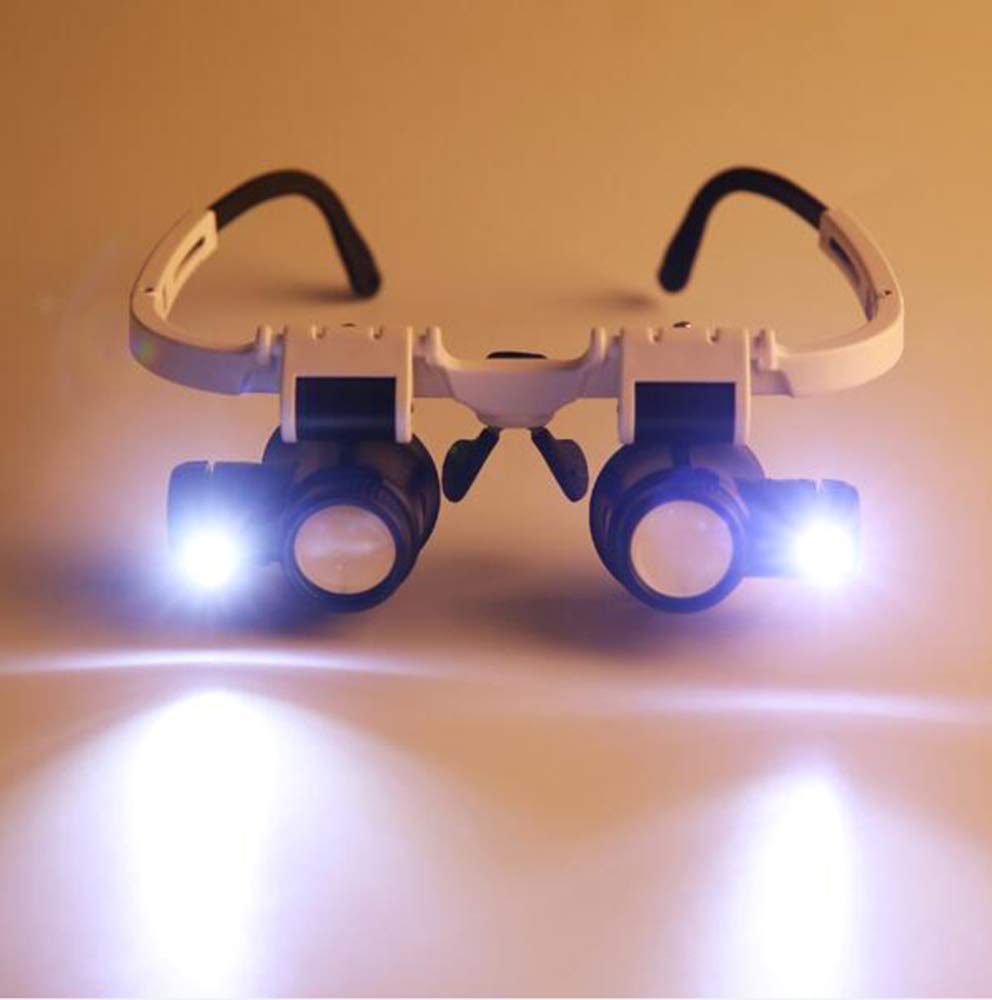 Podświetlane okulary powiększające, 8X, 15X, 23X z 2 diodami LED Lupa bezgłowa do elektroniki, rzęs, biżuterii, obwodów, zegarków, napraw a/A(