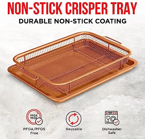 Image of Air Fry Tray Non-Stick Crisper Tray for Microwave /Over Baking Tray Crisping & Steel Pan Grill Basket Uses Hot Air to Crisp and Fry Food Without Oil or Unhealthy Fats Grill & Crisping Basket