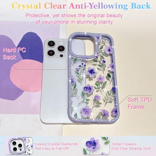 Coque iPhone 15 Plus fleurie et violette pour vos soirées chic - 6