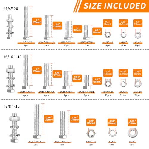 Aidebr 5699 Stainless Steel Hex Head Nuts And Bolts Assortment Kit thumb #2