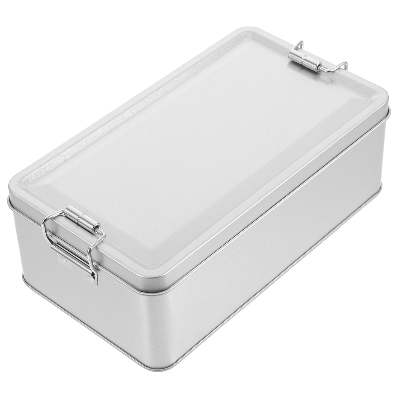 Zerodeko Vintage Rectangular Tinplate Storage Box Airtight Cookie Tin for Candies Biscuits Chocolate Treats Silver Metal Container with Lid for Wedding Favors Parties Picnics