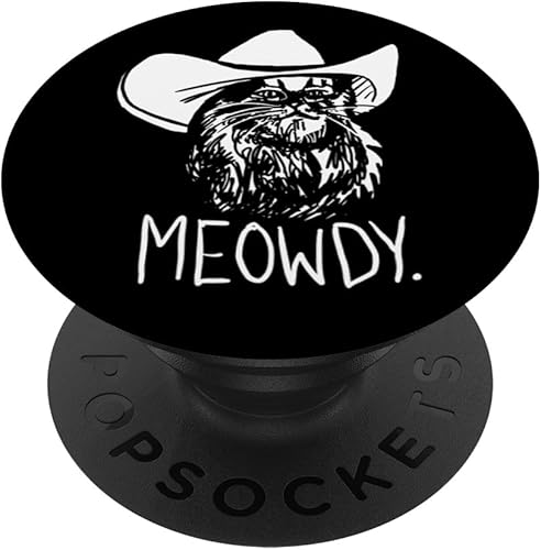 Meowdy Texas Cat Meme PopSockets - Agarre y soporte para teléfonos y tabletas, Negro
