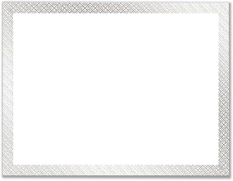 Great Papers! Foil Border Certificates, 8.5 X 11, White/silver With Braided Silver Border,15/pack
