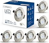 Allesgute 6er Set LED Einbaustrahler 230V Dimmbar 5W Spots Warmweiß Deckenleuchte Schwenkbar Einbauleuchten 450lm für Esszimmer Schlafzimmer Küche Wohnzimmer