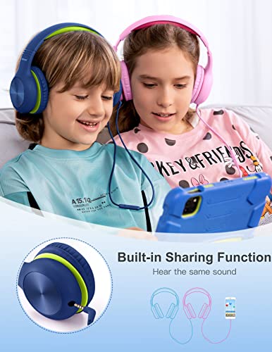 Nabevi Kids Headphones, Childrens Headphones with Microphone, 85/94dB Volume Limit, HD Sound, Sharing Function - Image 4