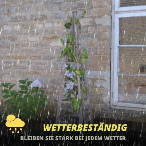 Garden Mile® Großer Garten-Obelisken-Bogen – 1,9 m robuster Holz-Pflanzkäfig – freistehende Pyramidenstruktur für Rosen, Kletterpflanzen, Outdoor-Dekoration, Gartengeschenke und Tomatenkäfig