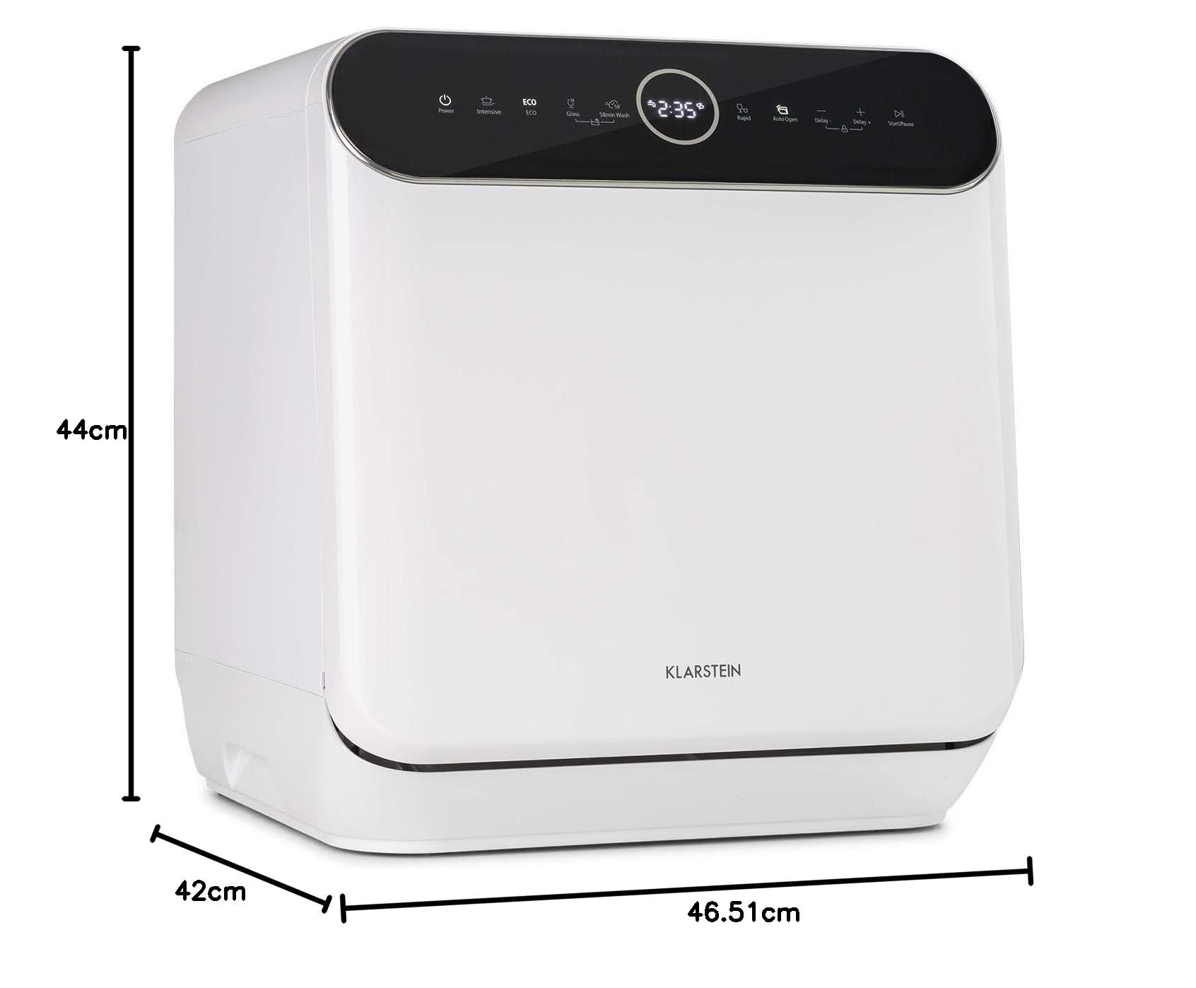 Klarstein Oceana Lavastoviglie da tavolo - Lavastoviglie compatta per 3 coperti, 7 programmi, 6 L di acqua,58db, AquaStop, design portatile