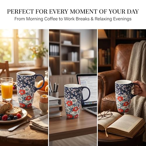 Taza de viaje cerámica 17oz con tapa y caja floral miniatura 4
