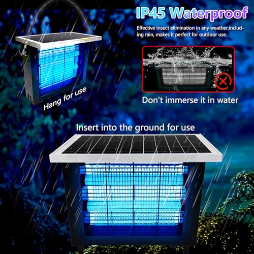 Image of Solar Bug Zapper for Outdoor with 13FT Extension Cord for 2500 sq.ft, Portable Rechargeable Electric Mosquito Zapper with High Powered, Waterproof Solar Zapper for Patio Garden Backyard RV Camping