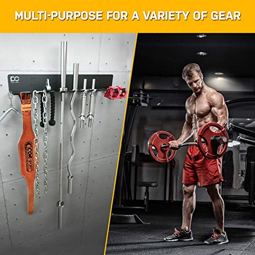 Double Circle Gym Storage Rack with 12 Hooks, Multi Purpose Gym Equipment Wall Rack Hanger for Pro Home Gym Storage for Exercise Bands, Barbell Bars, Jumprope (Hardware Included) by Double Circle - Image 2