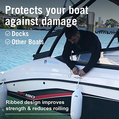 Image of Boat Fenders for Docking, 23 inch x 6.5 inch Inflatable Black Boat Bumpers