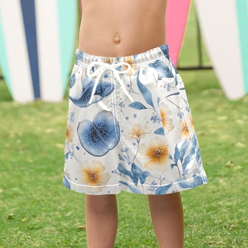 Pigsaly Boys' Swim Board Shorts Sea Stingray Flowers Boy's Swim Trunks Kids Swimwear XS 6