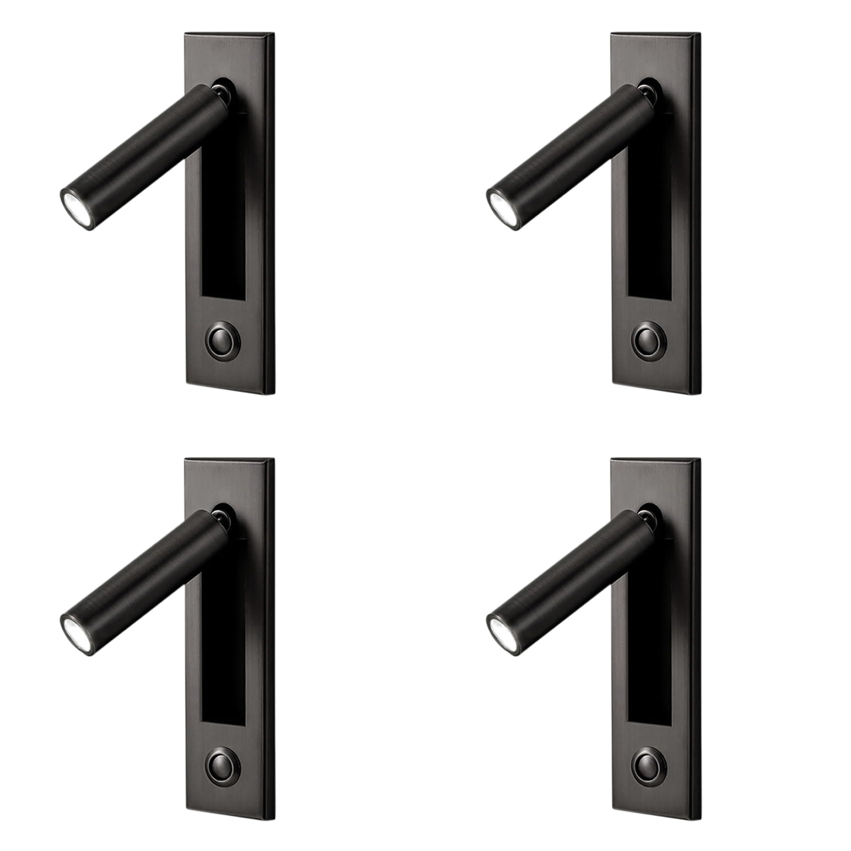 ISTOVO 4X Luces de Lectura, Luz de Pared para Cabecera, Luz de Lectura, Interruptor Empotrado, Lámparas de Pared para Sala de Estar, Dormitorio, Negro