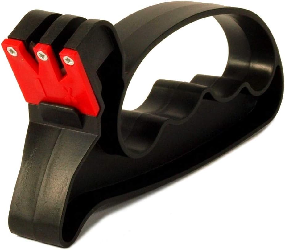 Handheld Knife Sharpener -Scissor Sharpener and Tool Sharpener - Carbide V Sharpening Concept - Full Length Safety Guard Provides Safe Keen Edge Sharpening - Lightweight - Durable ABS Handle - Quick Easy Left or Right Handed Use - Incredibly Affordable
