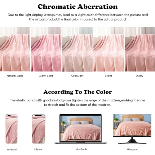 Newcosplay Super Soft Throw Blanket Dusty Pink Premium Silky Flannel Fleece Leaves Pattern Lightweight Bed Blanket All Season Use thumb #5