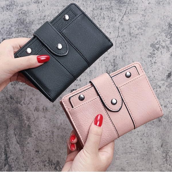 Women Wallet Retro Rivets Short Wallet Coin Purse Card Holders Handbag for Purse Small Wallet Ladies(E)4