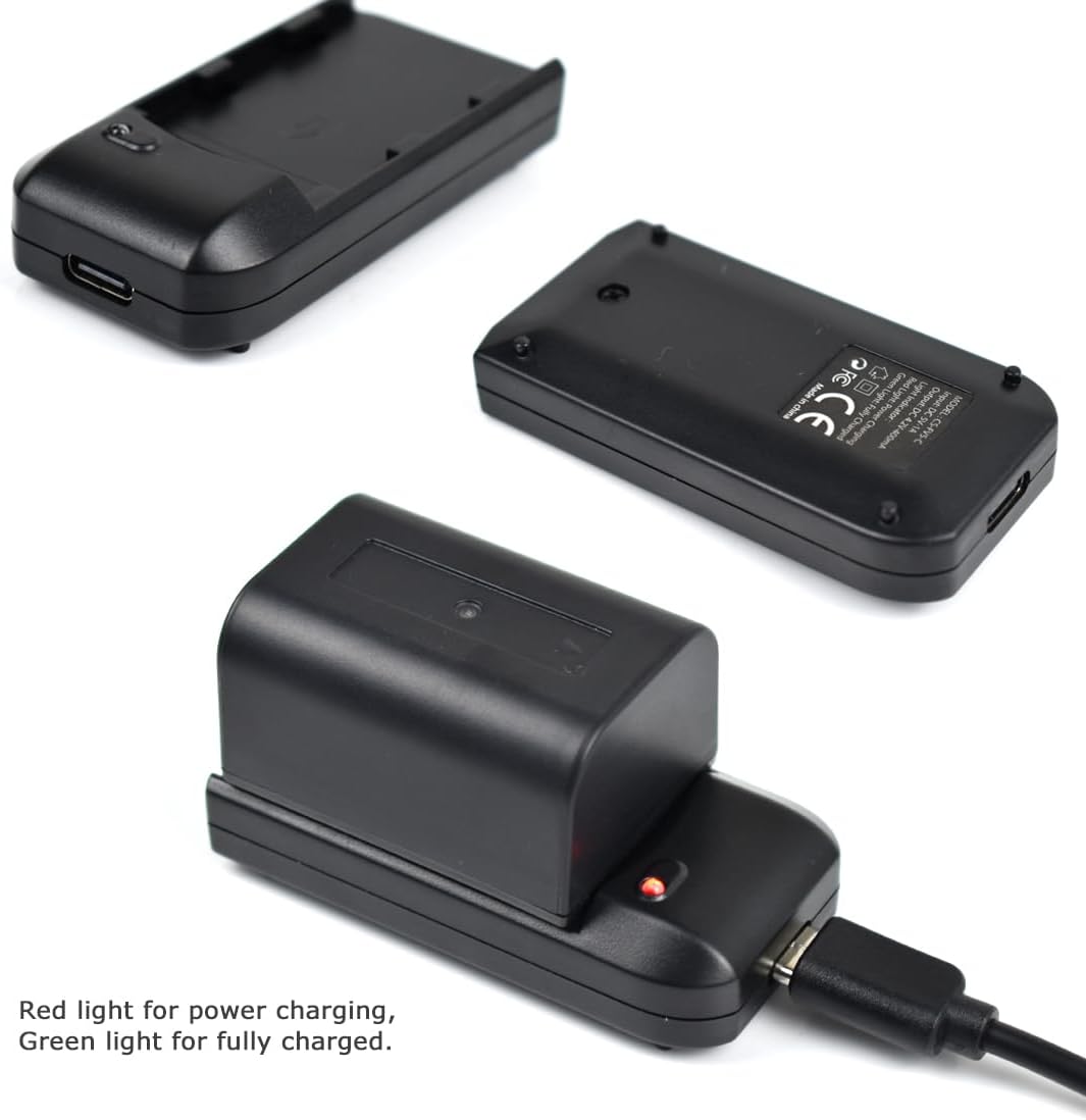 NP-FV5 Battery Charger with Charging Plug and USB Cable - Video Camera Camcorder Charger for CAS. NP-FV5 Rechargeable Lithium Battery