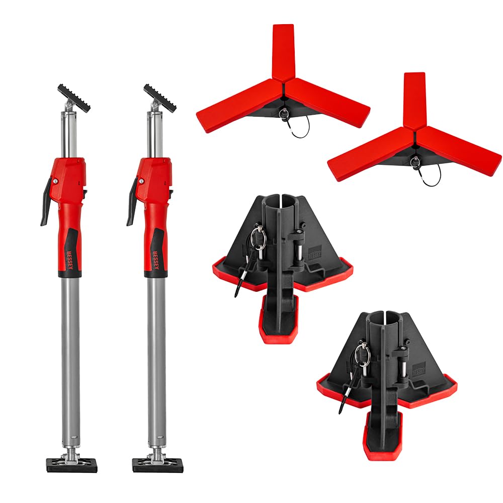 BESSEY Deckenstütze STE90-SET, Verstellweg 575-910 mm, Stabile Montagehilfe im 2er Set, schnell fixiert für Montage, Trockenbau und Innenausbau