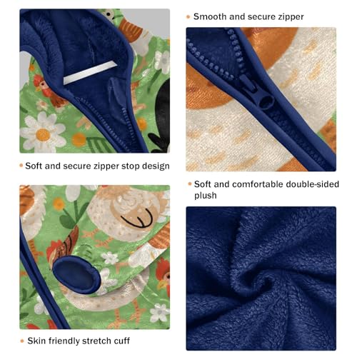 Chicken Pattern with Flowers Green Toddler Fleece Jacket Girl Boys Hooded Fleece Jacket Coat Warm3