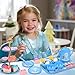 Lajeje 44Pcs Tea Party Set for Little Girls-Frozen Toys for Girls, Elsa Princess Tea Party Set, Kitchen Pretend Toy Plastic Tea Set, Desserts, Birthday Gift for Little Girls Toddlers Age 3-7 Year Olds