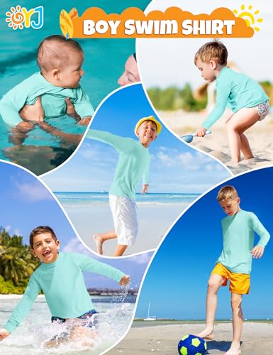 Image of Boys Rash Guard Swim Shirt Long Sleeve Rashguard UPF+ 50 SPF Sun Water Surfing Shirts for Toddler Kids Youth Teen 2T-16Y