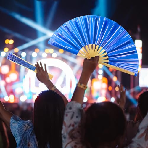 Image of Maitys Large Rave Fan Folding Handheld Fans 13'' Clap Fans for Line Dancing Clack Fan Holographic Festival Accessory for Martial Art Gift Performance, Includes 2 Pouch