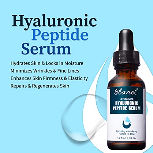 Ebanel Hyaluronic Acid Serum For Face With Peptides, Deep Hydrating Anti Aging Serum, Visibly Plump, Firm & Smooth Skin, Reduce Redness With Vitamin C, E And B5, Niacinamide, Aloe, Jojoba Oil, Msm #TOP1