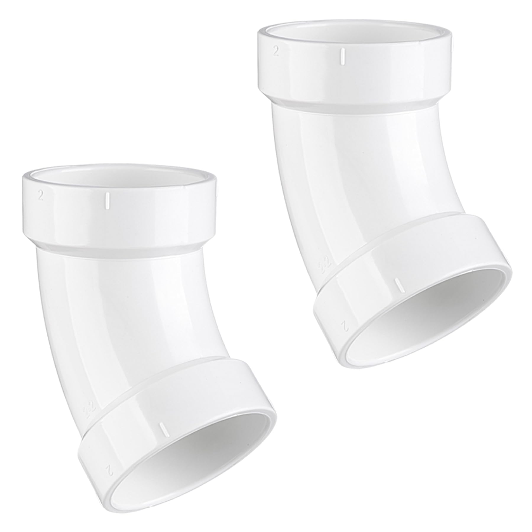 Photo 1 of (2" *45° PVC Elbow, 2 Pack) Asterbacks 2 inch PVC 45 Degree Elbow Schedule 40 White Pipe Fittings Connectors PPT-886(2 PCS)