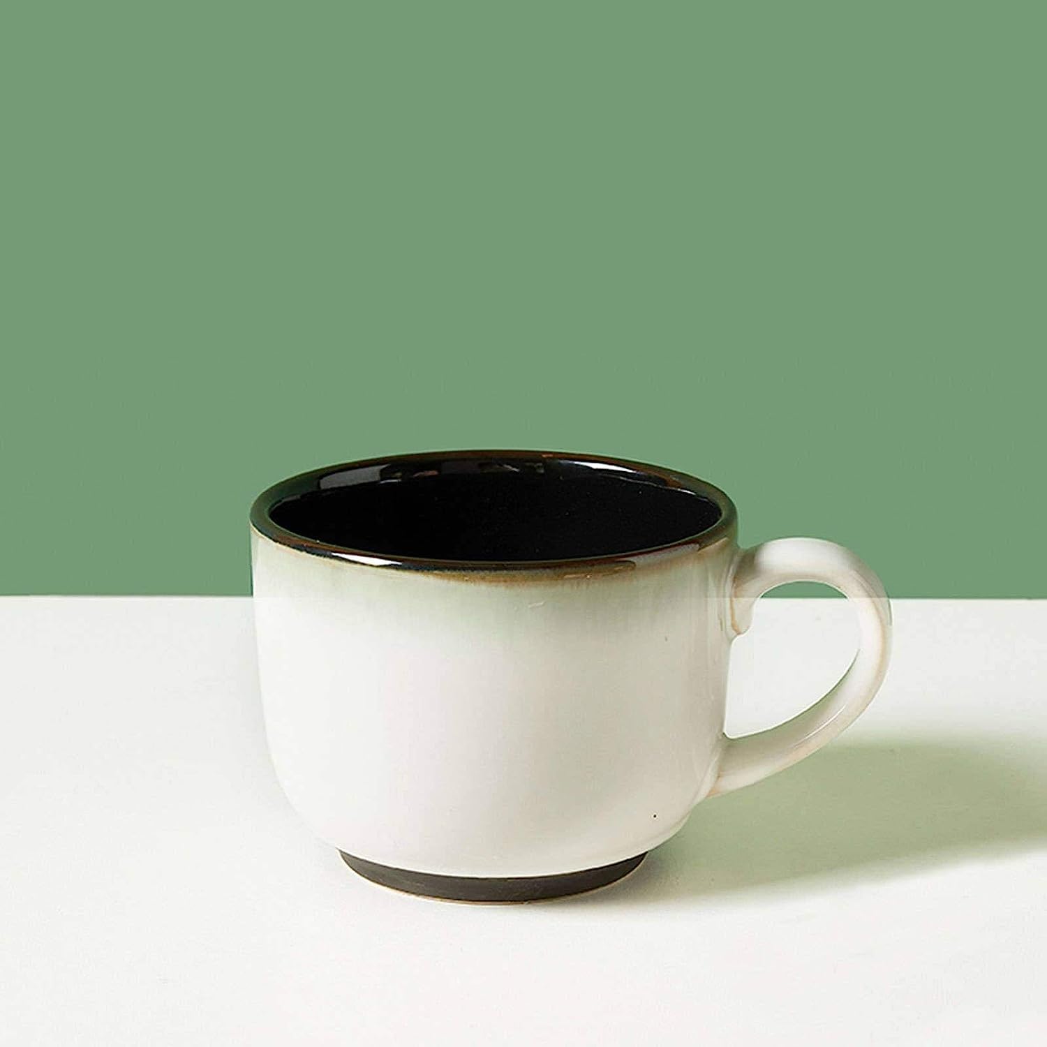Regalos Taza de cerámica Cuencos de sopa de cerámica con mango Cuchara, Taza de café grande Leche Cereales Capuchino Taza de té Lavavajillas Microondas Apto Sopa Taza-azul-600ml/20.3oz (Color : White