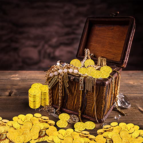 Prasacco 100 Stück Gold Münzen, Kunststoff Goldmünzen künstliche Goldmünzen, Goldmünzen, Spielmünzen Spielgeld für Kinder Spielzeug Mitgebsel Gastgeschenke, Lehrer, Klassenzimmer Belohnung