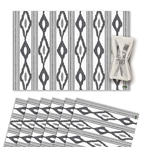 Set di 4 Sottopentola Singola in Vinile Lavabile Impermeabile Antimacchia Antiscivolo Antiaderente e Resistente al Calore Stile Ikat-Maiorca Mantovana grigio