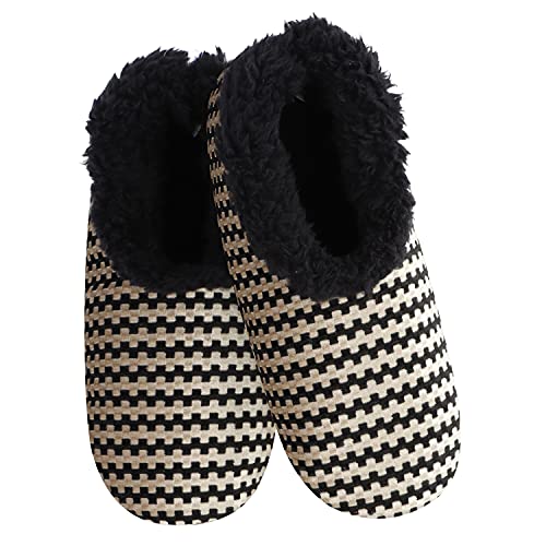 Snoozies Womens Slipper Socks - Textured Stripe Chenille - Tan - Small