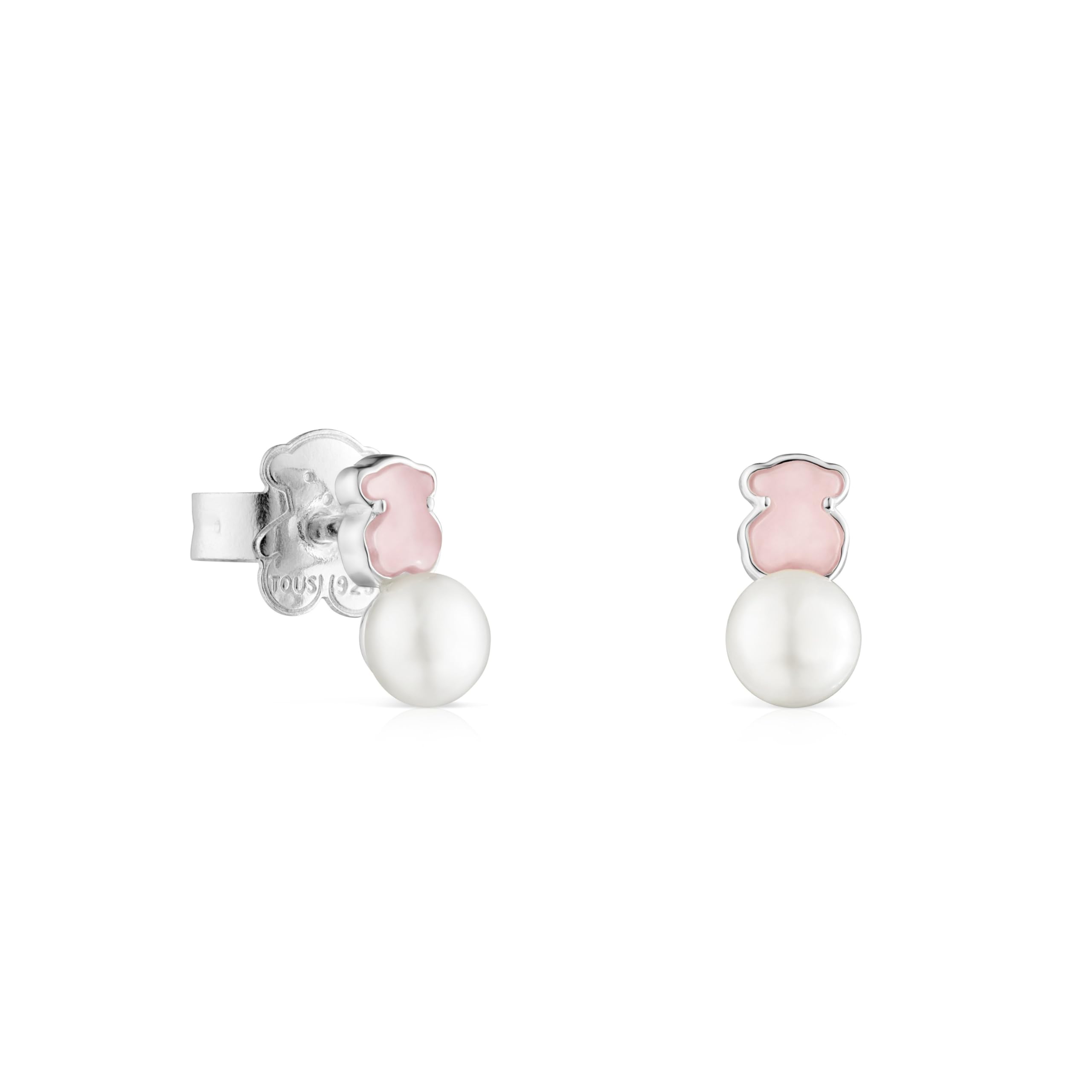 TOUS Pendientes de Plata de Primera Ley para Mujer con Cierre a Presión y Motivo en Gemas Preciosas, Versátil y Combinable, Colección Mini Color