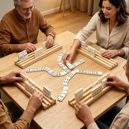 Soporte de fichas para mahjong de madera antideslizante grande 3