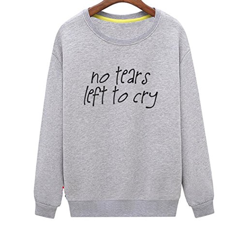 CINFUN Women's No Tears Left to Cry Casual Sweatshirt (Grey X-Small)