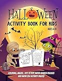  Halloween Activity Book For Kids Ages 4-8: Coloring, Mazes, Dot to Dot, Word Search Puzzles and More (50 Activity Pages)