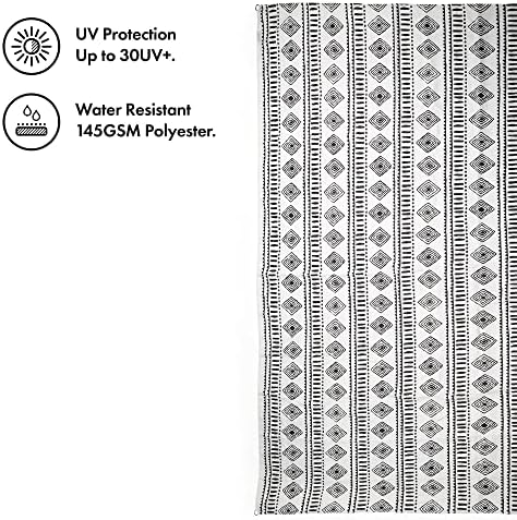 VonHaus Shade Sail 2x3m  Sun Shade Canopy for Outdoor, Garden, Patio  Water Resistant 145GSM Polyester Material, UV30+ Protection, Easy Install, Rectangle Shape  Aztec Print, White & Black