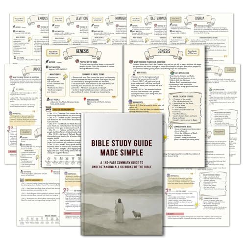 Guía de estudio bíblico de 140 páginas con esquemas de los 66 libros para mujeres y hombres