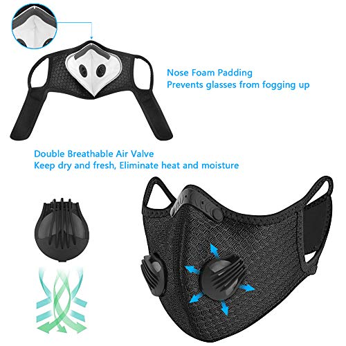 image for UBRU Sports Mask Set, 2 Cycling Masks with Inner Activated Carbon Filt